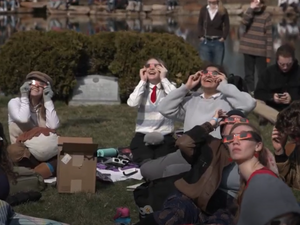 Students watching the eclipse