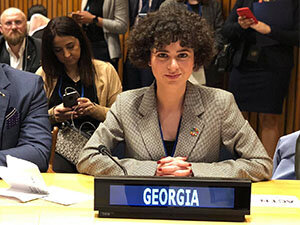 Photo of Lika Torikashvili at United Nations Assembly