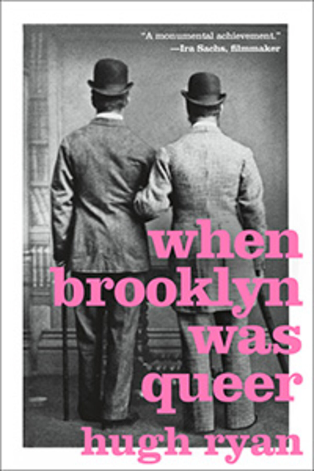 The backs of two people standing together on book cover of When Brooklyn Was Queer by Hugh Ryan 