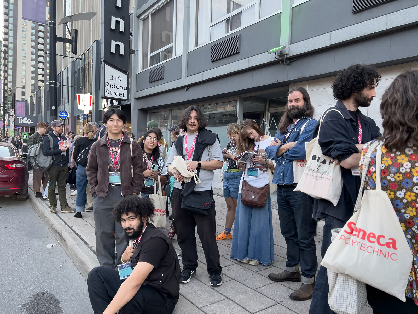 Image of students waiting for showing