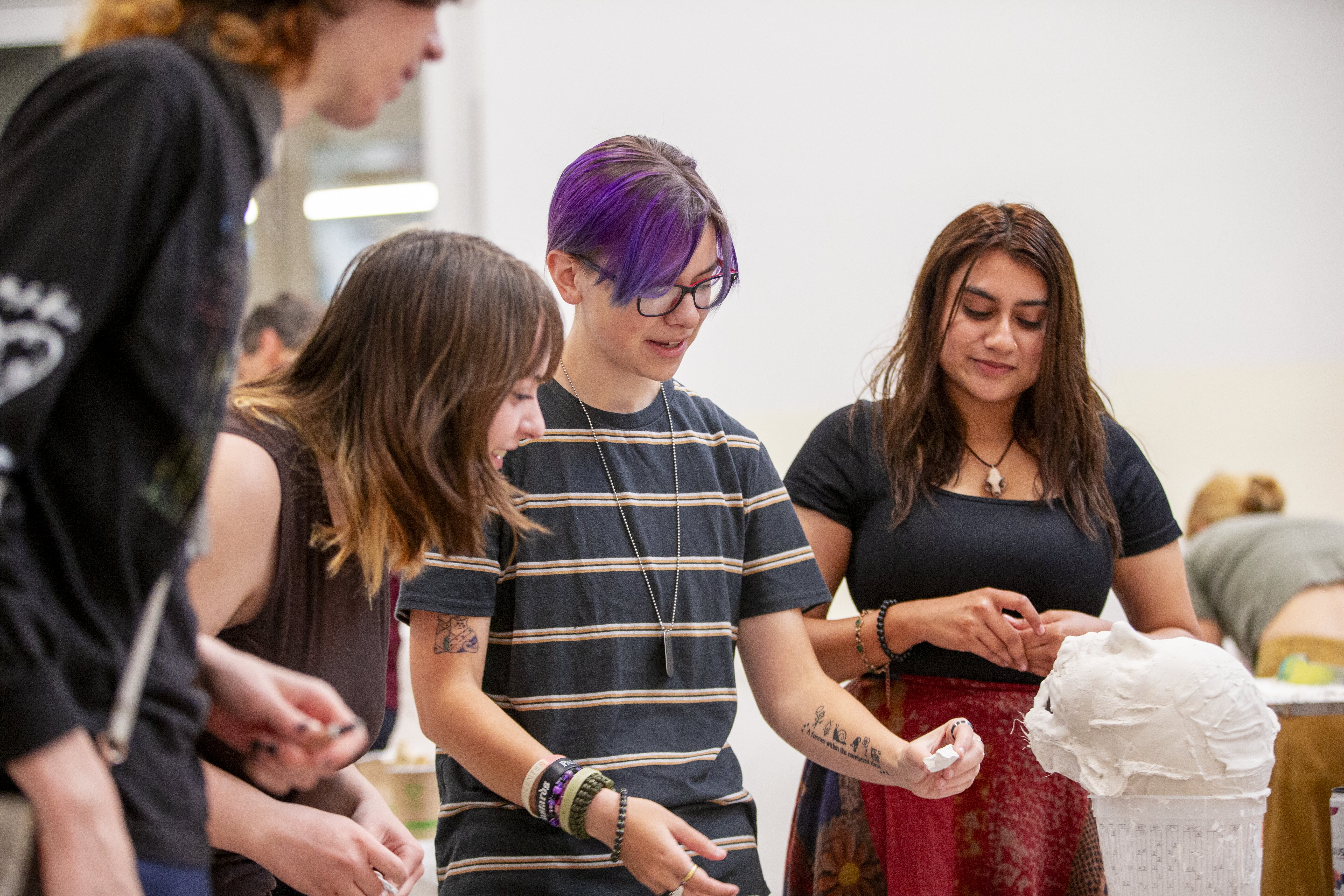 Students working on an art project