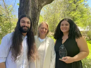 Ahmad Yassier '20, Laura Walker, and Kaiya Kirk '20 at Awards Luncheon