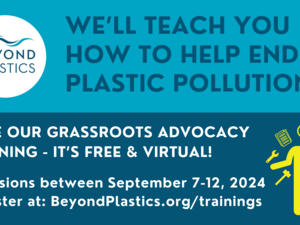 poster for Beyond Plastics grassroots advocacy training