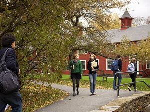 students walking to class in the fall