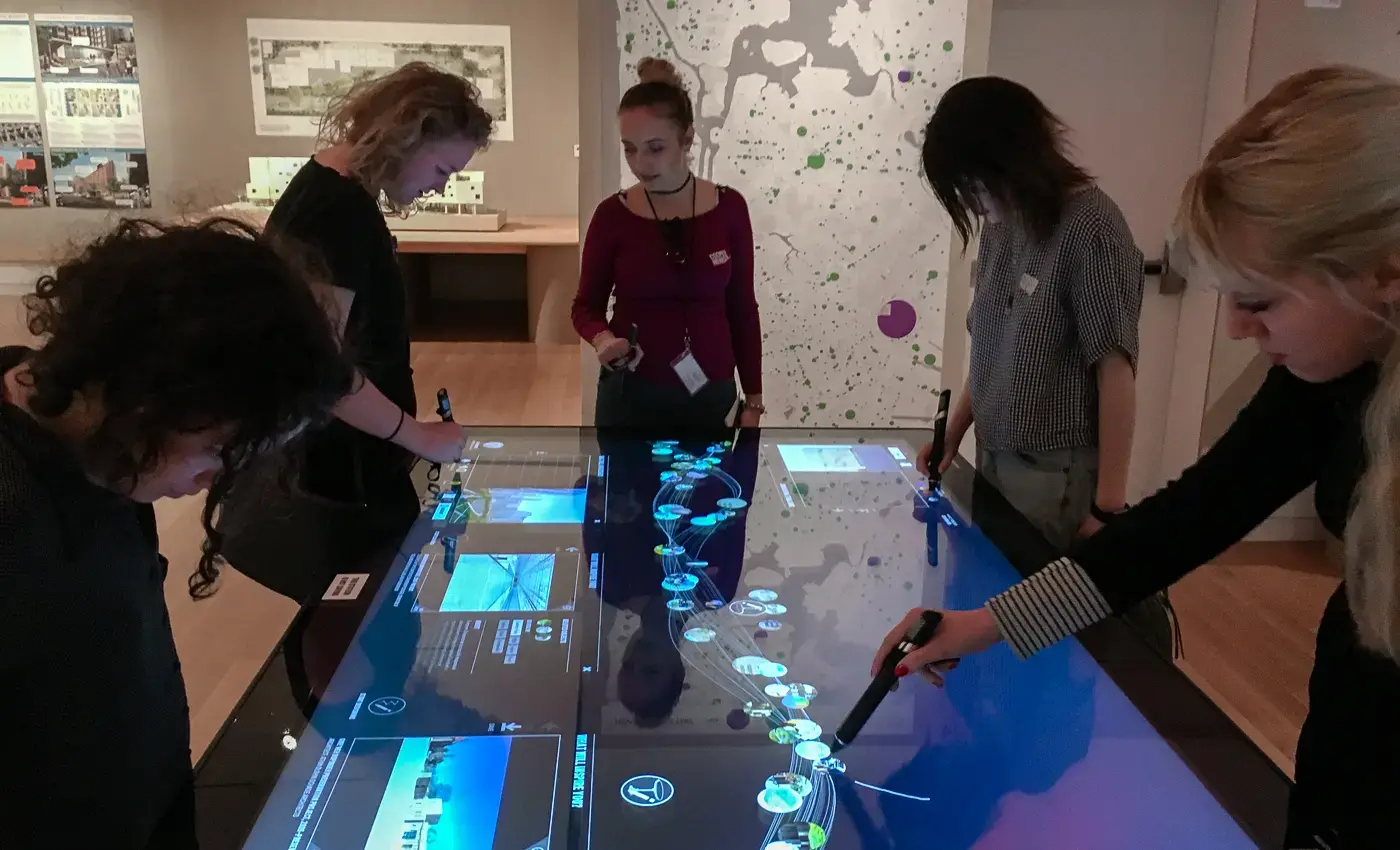 students using interactive table at the Cooper Hewitt 