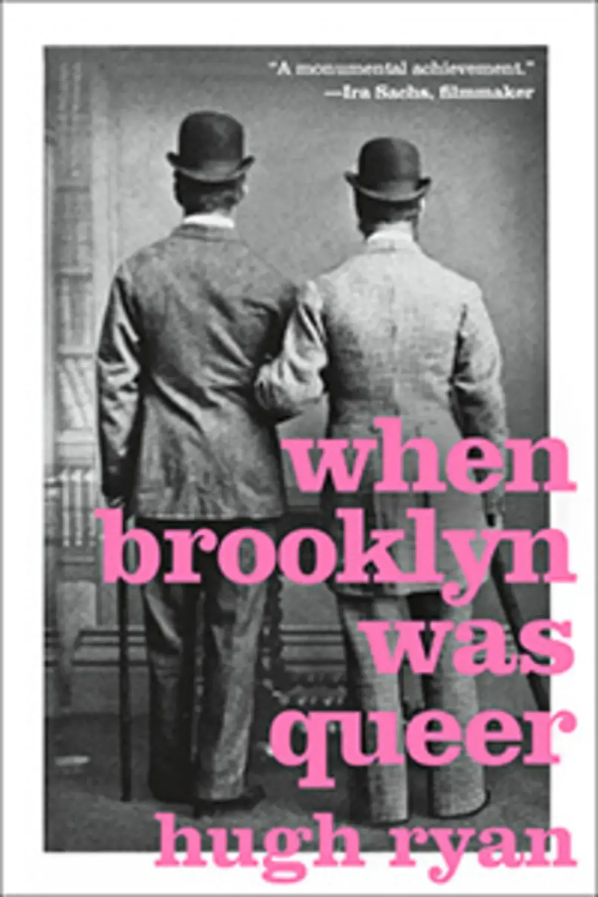 The backs of two people standing together on book cover of When Brooklyn Was Queer by Hugh Ryan 