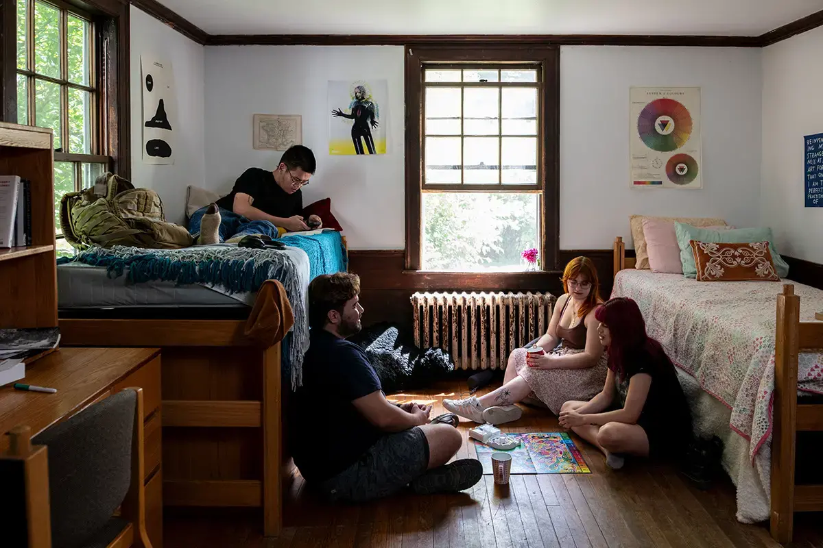 students in a house at Bennington College