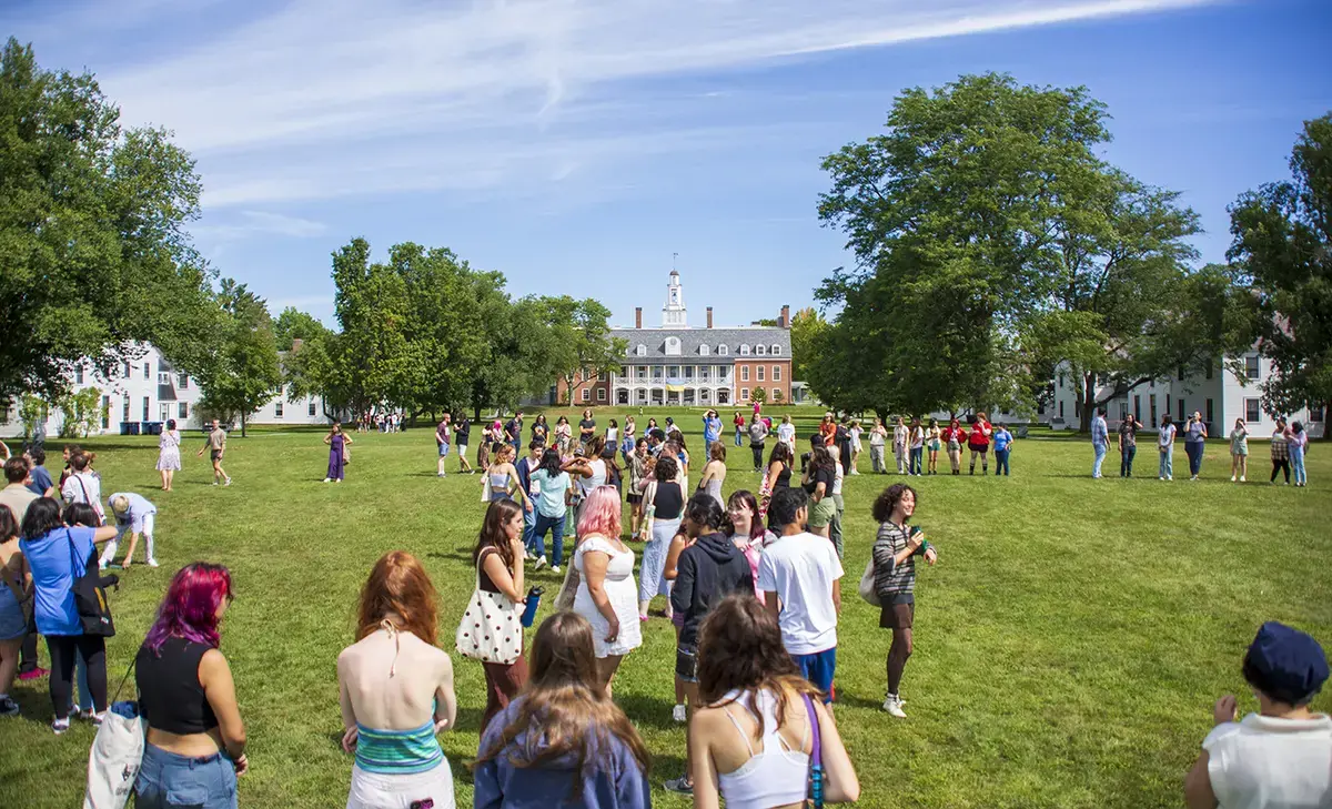 students on the lawn